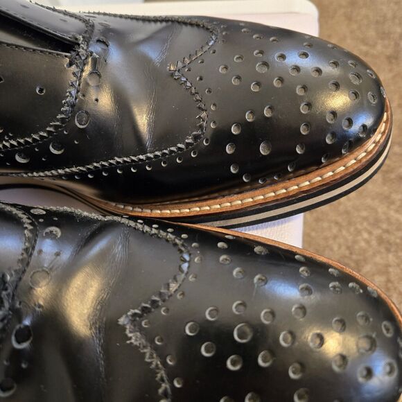 Alessandro Dell'acqua Oxford Dressy Shoes Men’s Slip on Perforated Leather Sz 8 - Picture 5 of 16